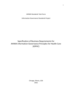 AHIMA Information Governance Principles for Health Care