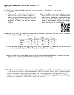 Independent and Dependent Events HW