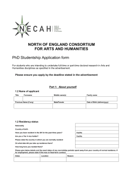 2.1 NECAH Studentship Subject Area