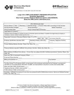 2015 Benefit Program Application (BPA) for New Groups 151+