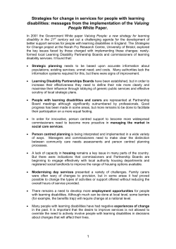 Strategies for change in services for people with learning disabilities