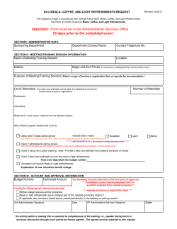 Meals, Coffee, And Light Refreshments Request Form