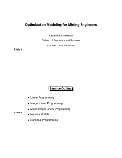 Optimization Modeling for Mining Engineers - U