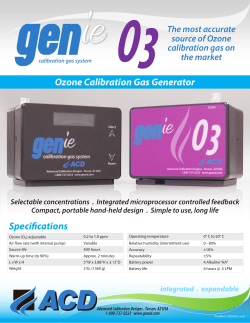 Ozone Calibration Gas Generator Speci cations