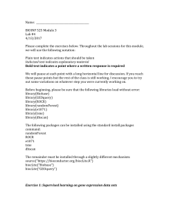 Name: BIOINF 525 Module 3 Lab #4 4/13/2017 Please complete the