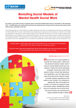 Revisiting Social Models of Mental Health Social Work