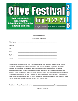 Liability Release Form Clive Festival Water Slide Print Name