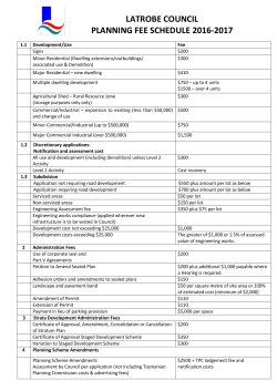 LATROBE COUNCIL PLANNING FEE SCHEDULE 2016-2017