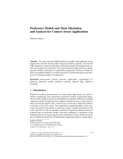Preference Models and Their Elicitation and Analysis for