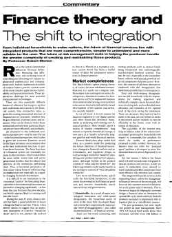 Finance theory and The shift to integration