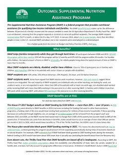 OUTCOMES:SUPPLEMENTAL NUTRITION ASSISTANCE PROGRAM