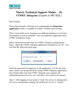 26 COSEC Integrate (Export to MS SQL)
