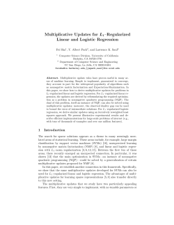 Multiplicative Updates for L1&ndash;Regularized Linear and Logistic