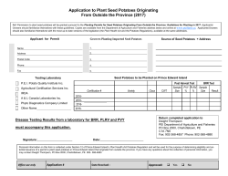 Application to Plant Seed Potatoes Originating From Outside the