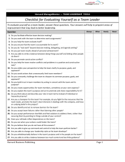 Checklist for Evaluating Yourself as a Team