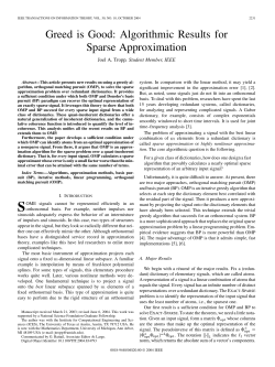 Greed is Good: Algorithmic Results for Sparse