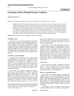 Evaluation of DNA Plasmid Storage Conditions