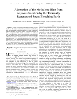 Adsorption of the Methylene Blue from Aqueous Solution by the