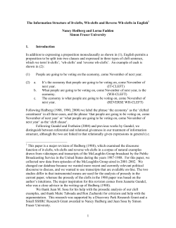 1 The Information Structure of It-clefts, Wh-clefts and