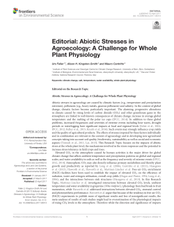 Editorial: Abiotic Stresses in Agroecology: A Challenge
