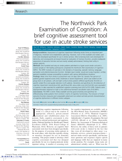 The Northwick Park Examination of Cognition: A brief cognitive
