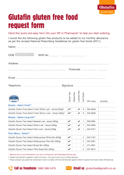 Glutafin gluten free food request form