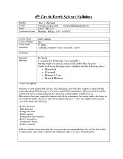 Focus on Earth Science - Ms. Rozi`s Homework Page