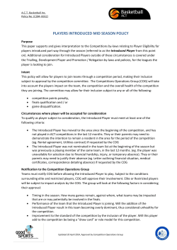 Introduction of Players Mid-Season