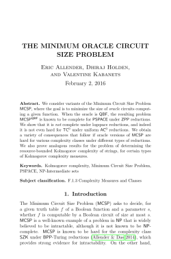 the minimum oracle circuit size problem