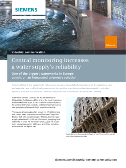 Central monitoring increases a water supply`s reliability