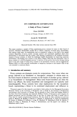 Peter DODD Jerold B. WARNER Proxy contests are dramatic events