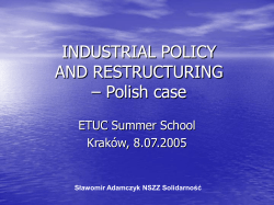 IINDUSTIAL POLICY AND RESTRUCTURING &ndash; Polish case