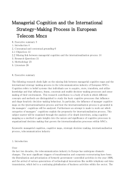 Managerial Cognition and the International Strategy