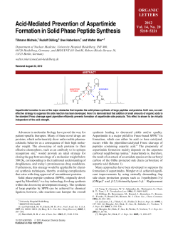 Acid-Mediated Prevention of Aspartimide Formation in Solid Phase
