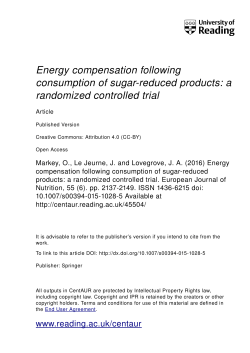 Energy compensation following consumption of sugar