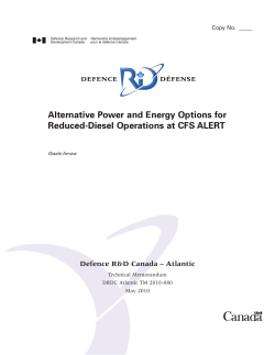 Alternative Power and Energy Options for Reduced