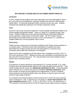 2012 Project Access Health Outcomes