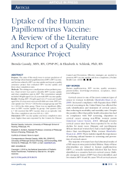 Uptake of the Human Papillomavirus Vaccine