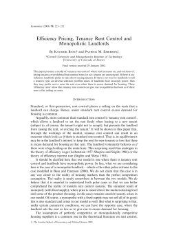 Efficiency Pricing, Tenancy Rent Control and Monopolistic Landlords