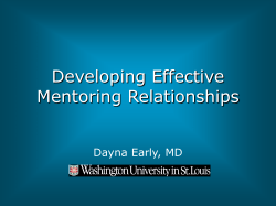 Developing Effective Mentoring Relationships