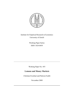Lemons and Money Markets - Department of Economics