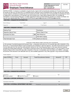 Employee Travel Advance - New Mexico State University