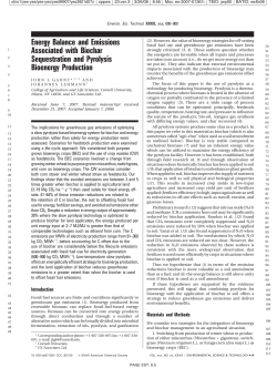 Energy Balance and Emissions Associated with Biochar