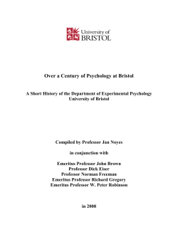 Over a Century of Psychology at Bristol