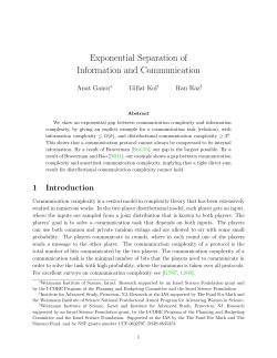 Exponential Separation of Information and Communication