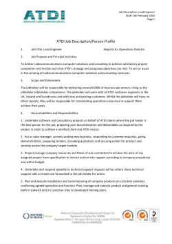 Job Description: Lead Engineer Draft: 4th February 2016 Page 1