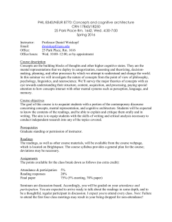 PHIL 8340/NEUR 8770: Concepts and cognitive architecture CRN