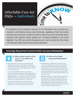 Affordable Care Act FAQs