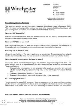 Discretionary Housing Payments Information sheet