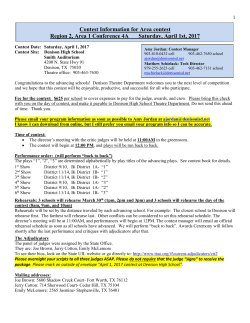 Contest Information for Area contest